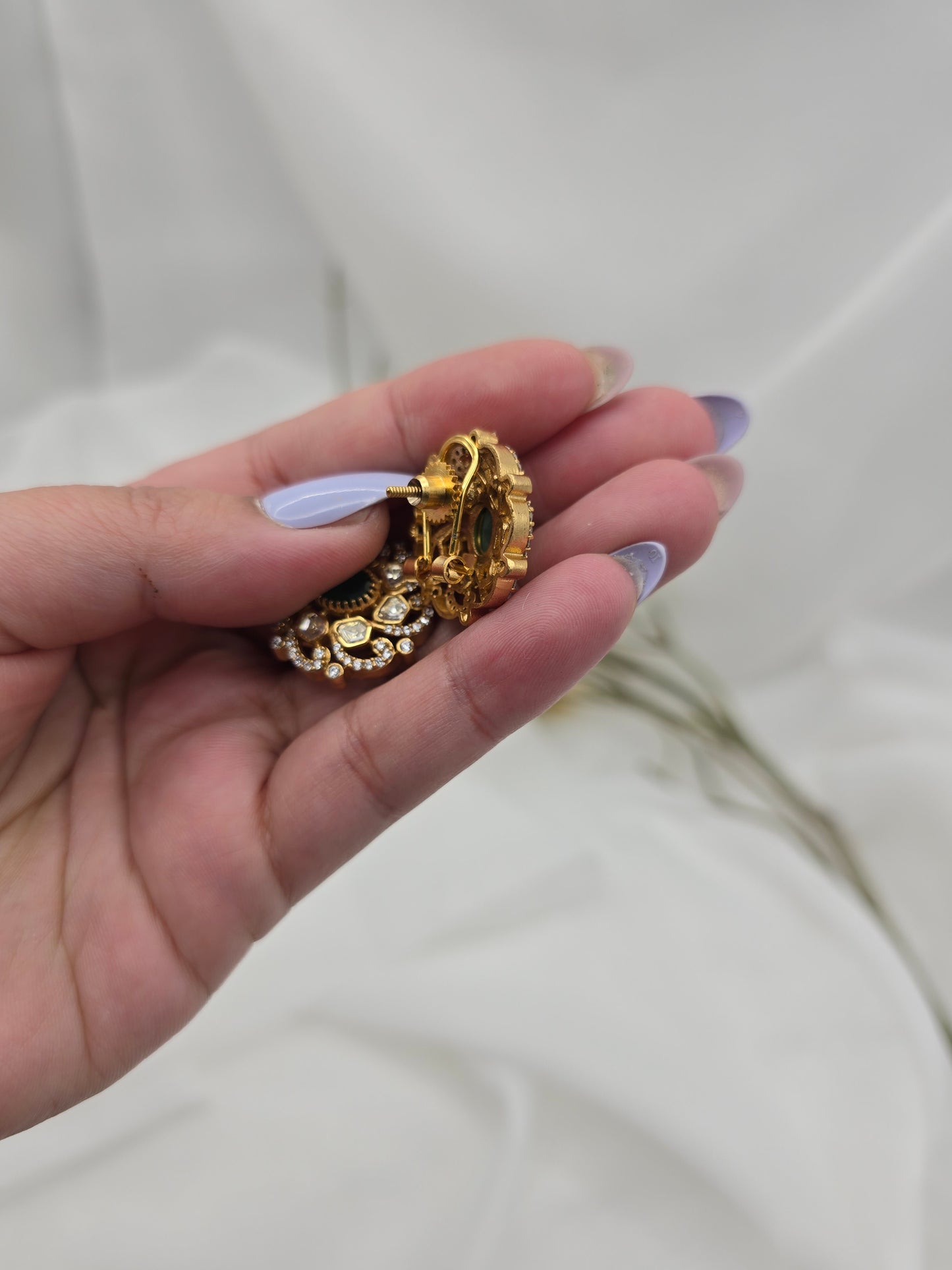 Yasmin premium gold plated moisonaite kundan studs