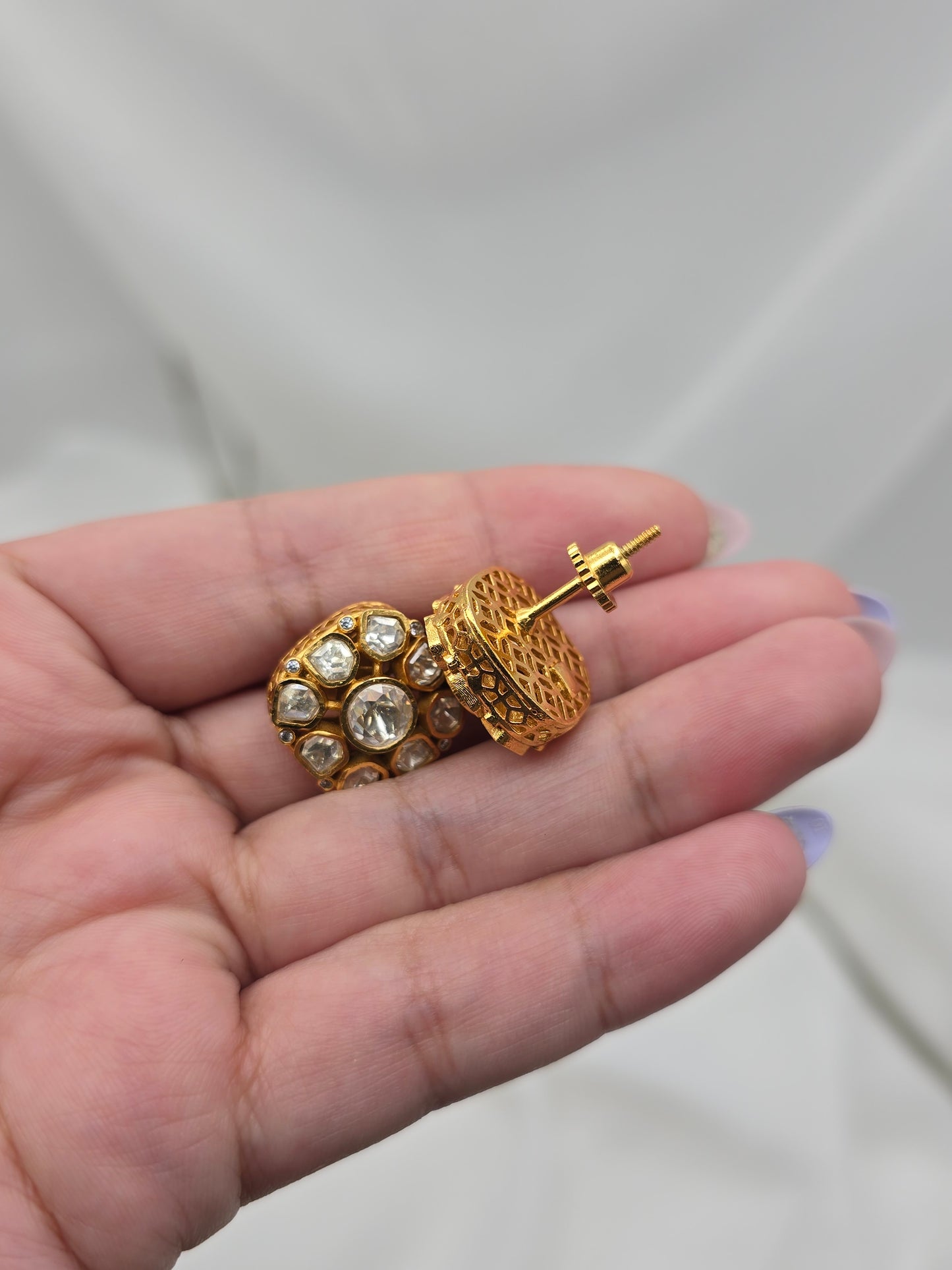Dua premium kundan gold plated studs