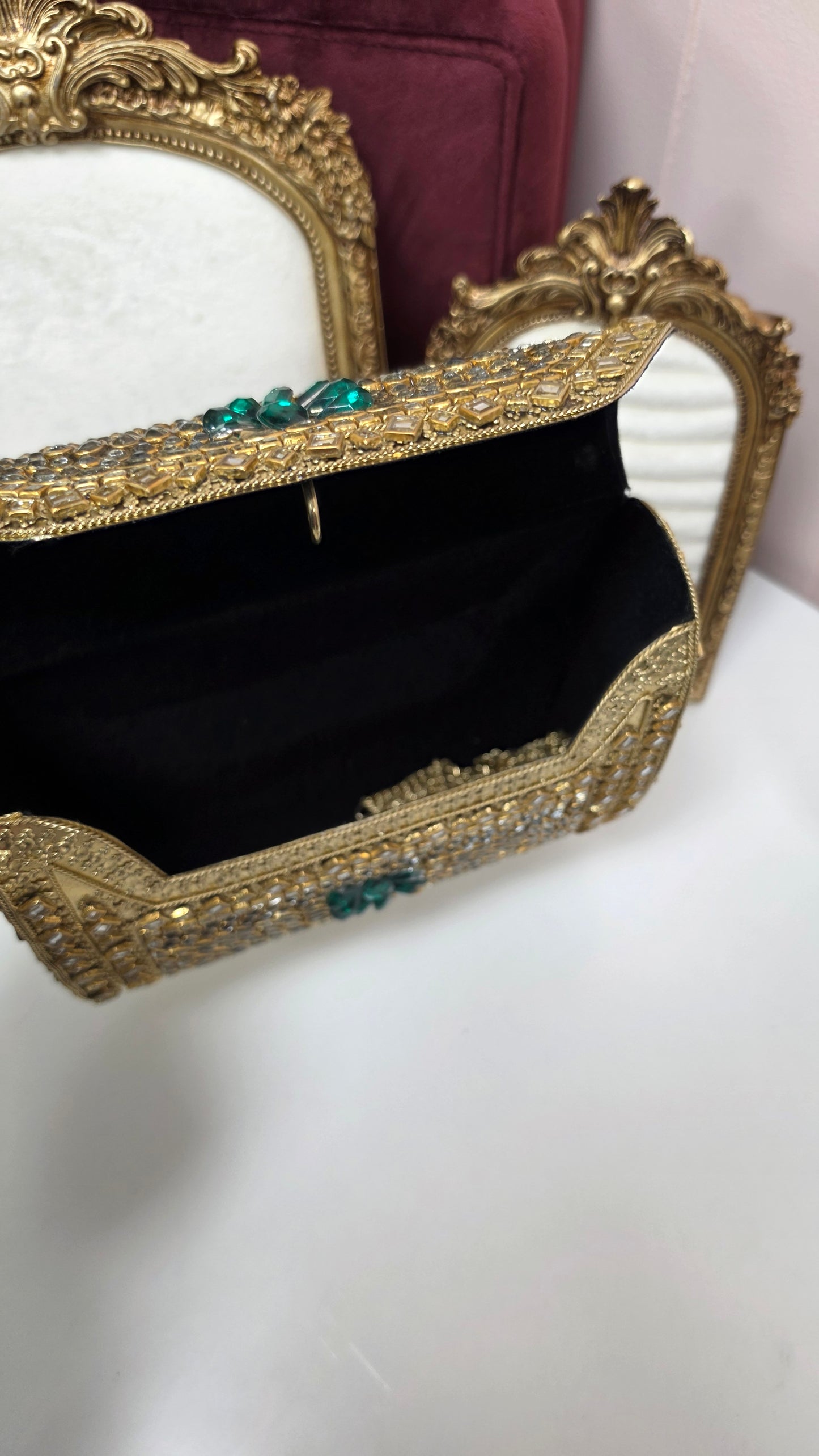 Mina kundan brass clutch
