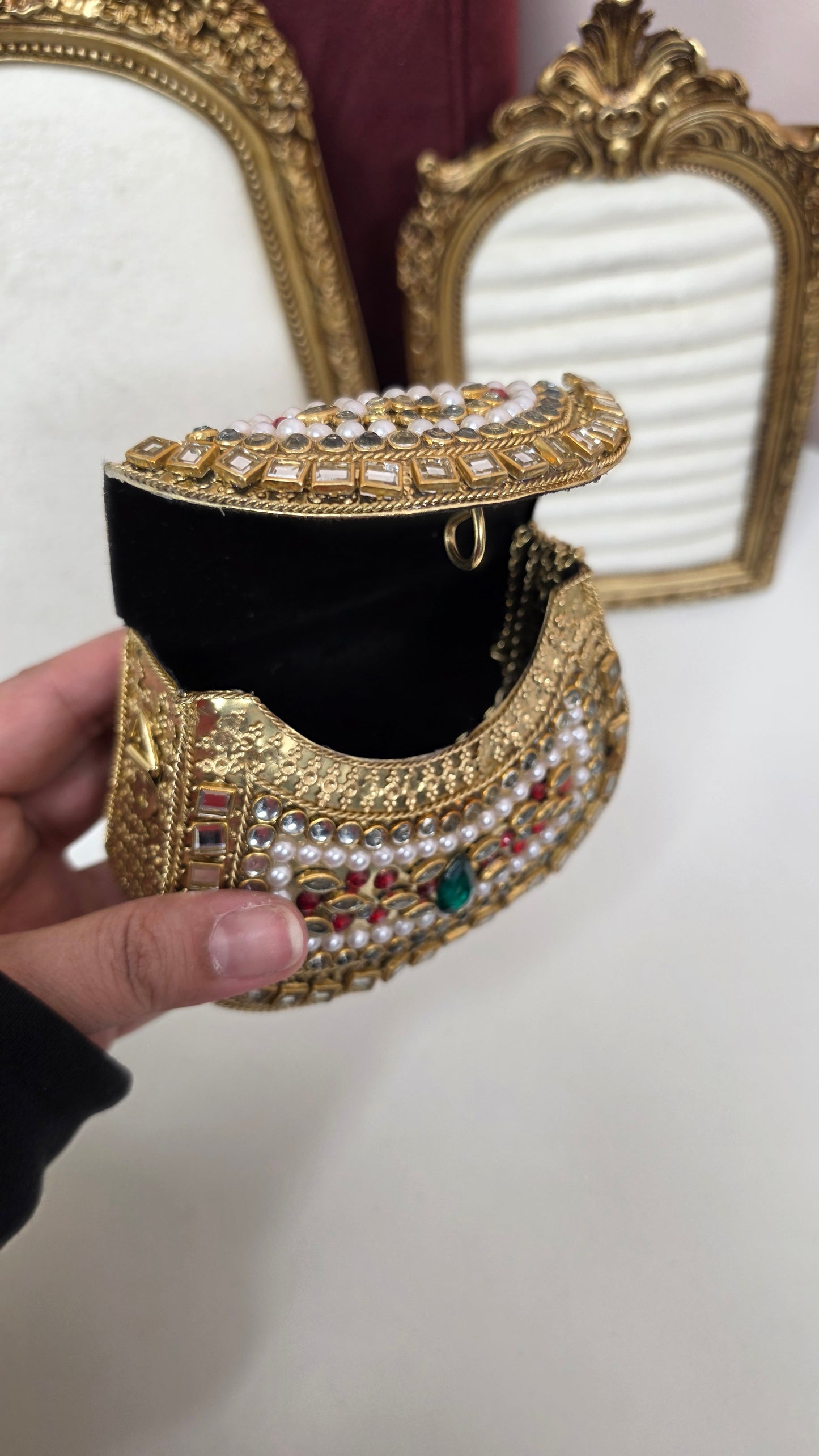 Sheena kundan brass clutch(small)