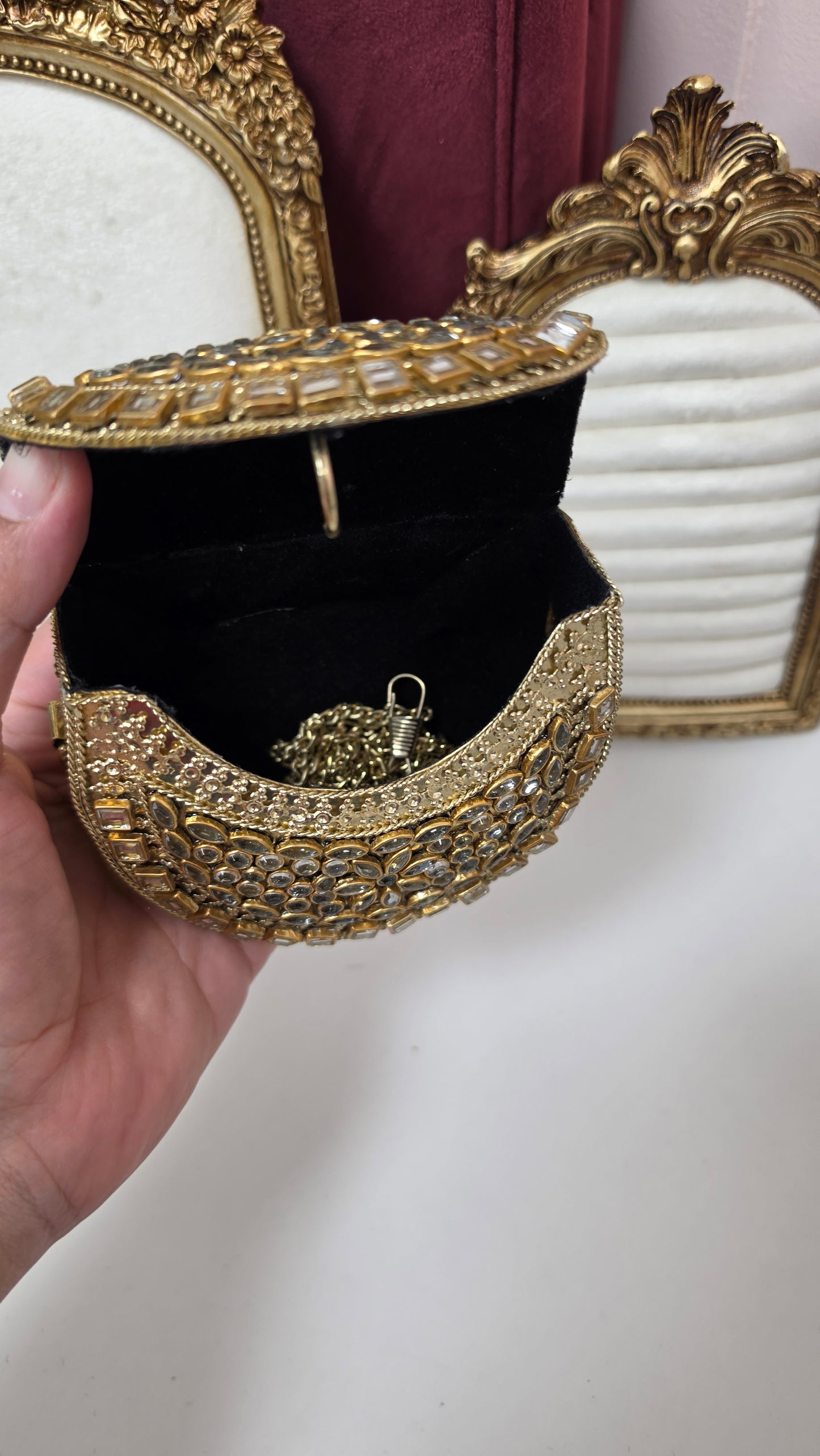 Nida kundan brass clutch(Small)