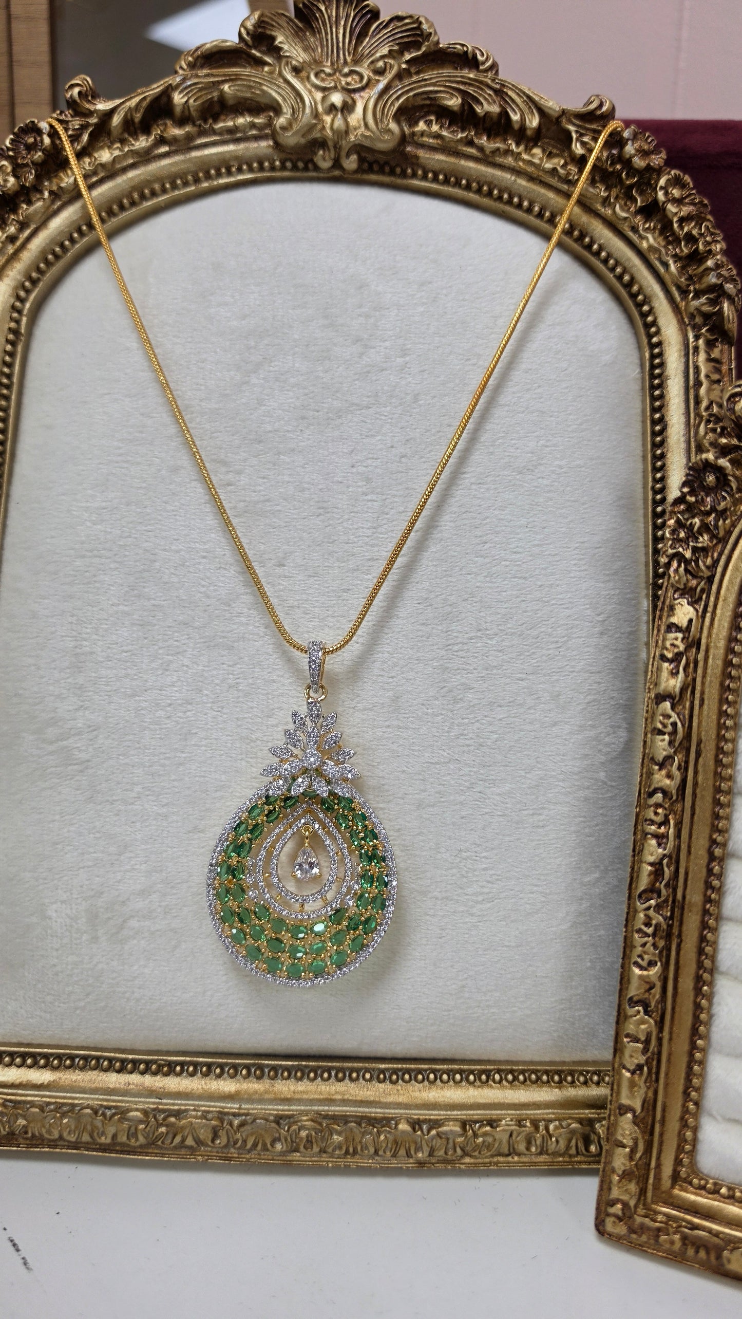 Priya gold plated pendent set ( Green)