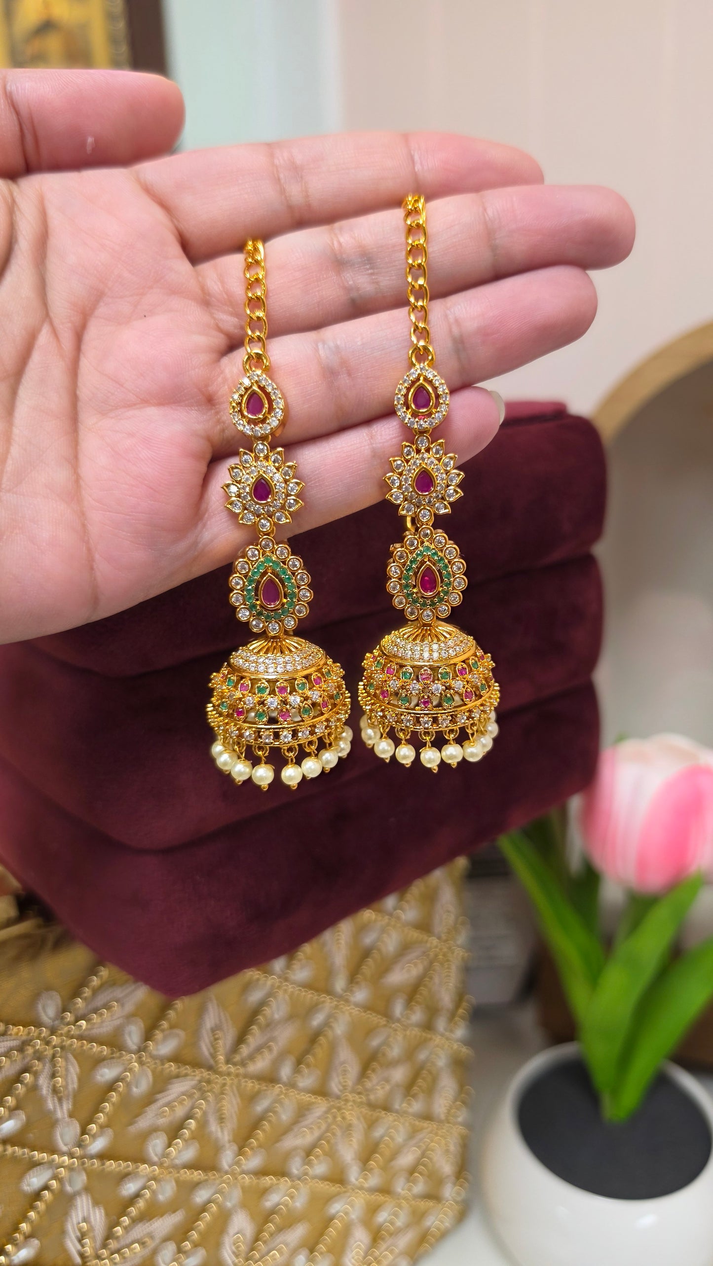 Tarina gold jhumkis