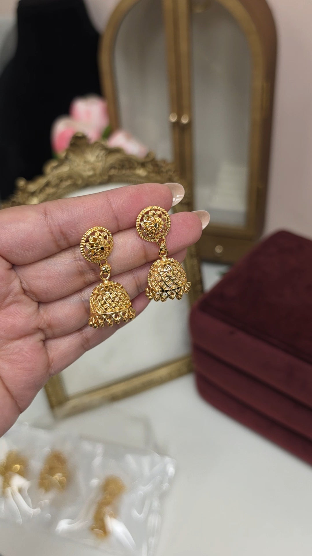 Tasmia gold plated jhumkis