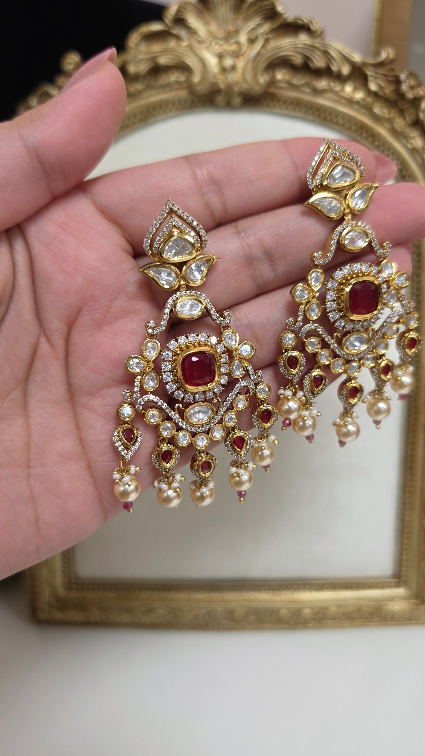 Panya premium kundan Earrings (Many color options)