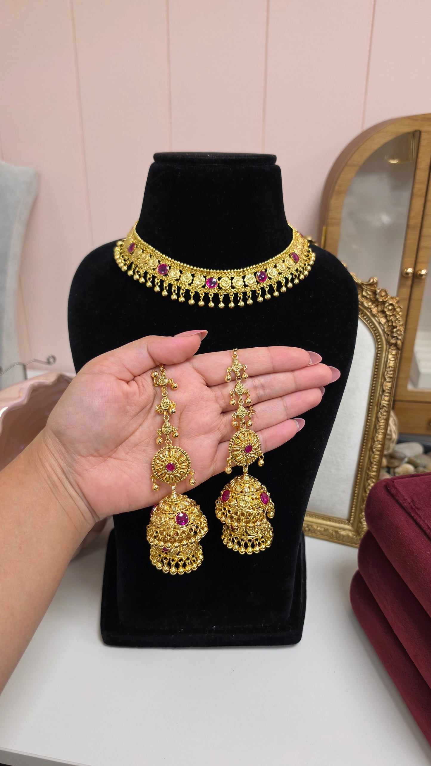 Sahi premium gold plated set (Ruby)