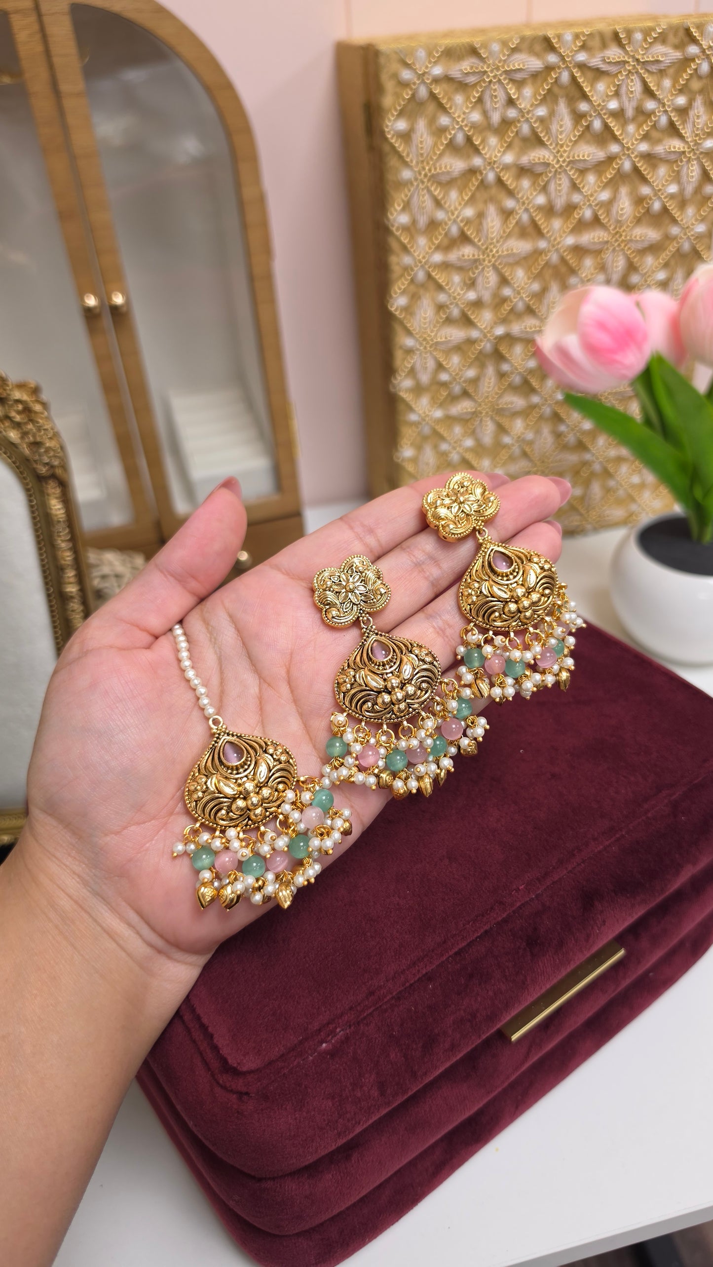 Revti traditional set( pastel multi)