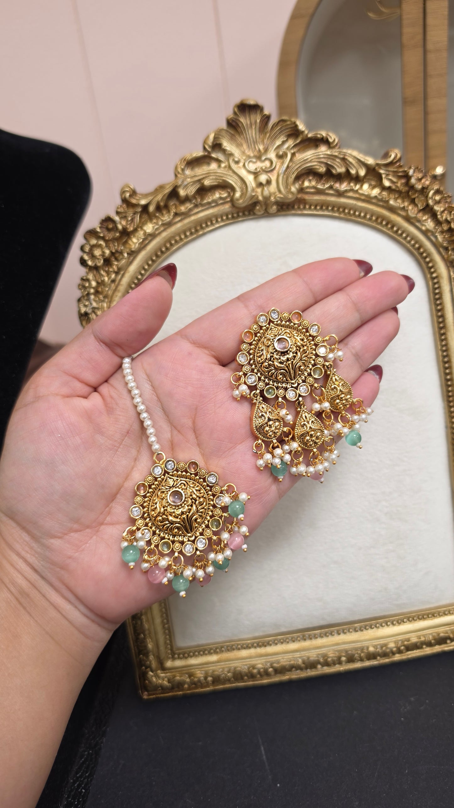 Nirmal kundan set(pastel multi)