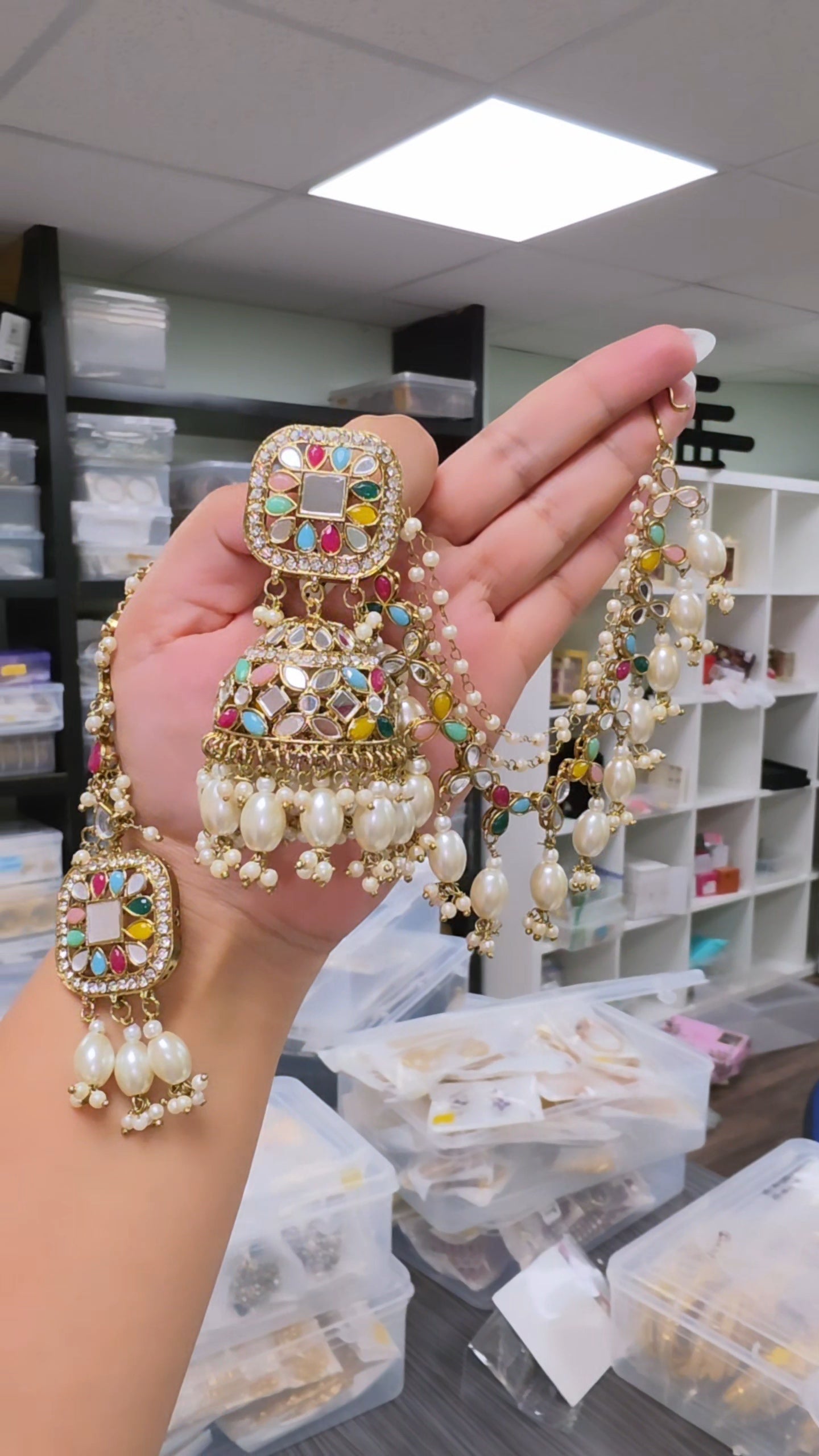 Iqra jhumkis with Tikka set