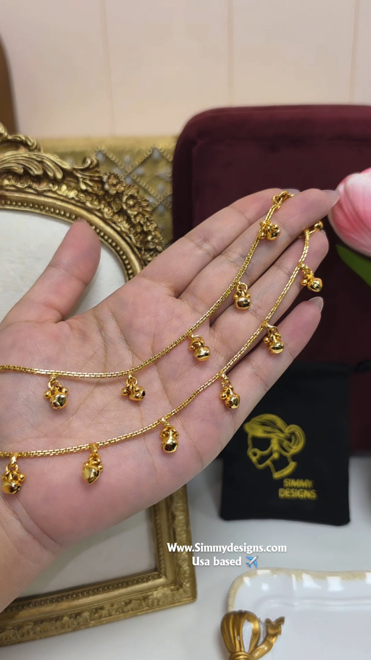 Ravali Gold Look anklets with bells