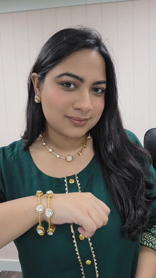 Ambika premium mosonaite kundan set