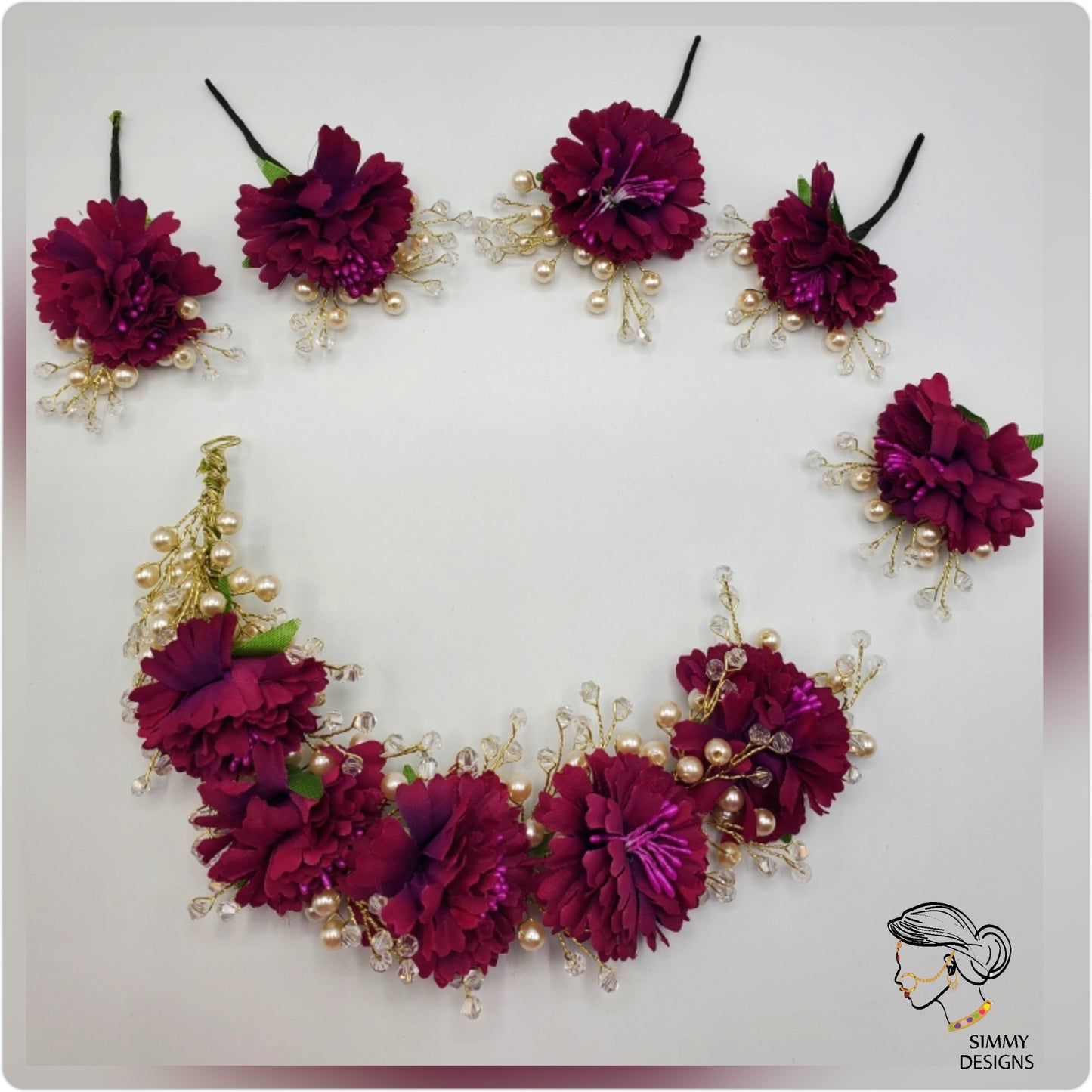Set of floral line and pins.