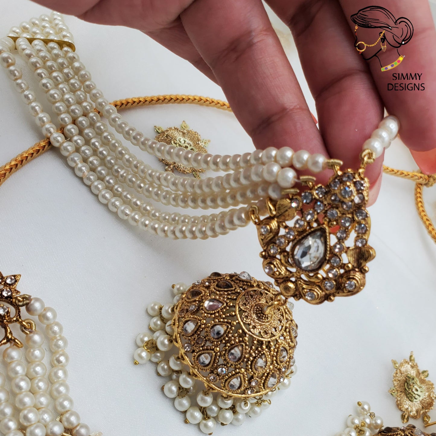 Gold plated pearl set
