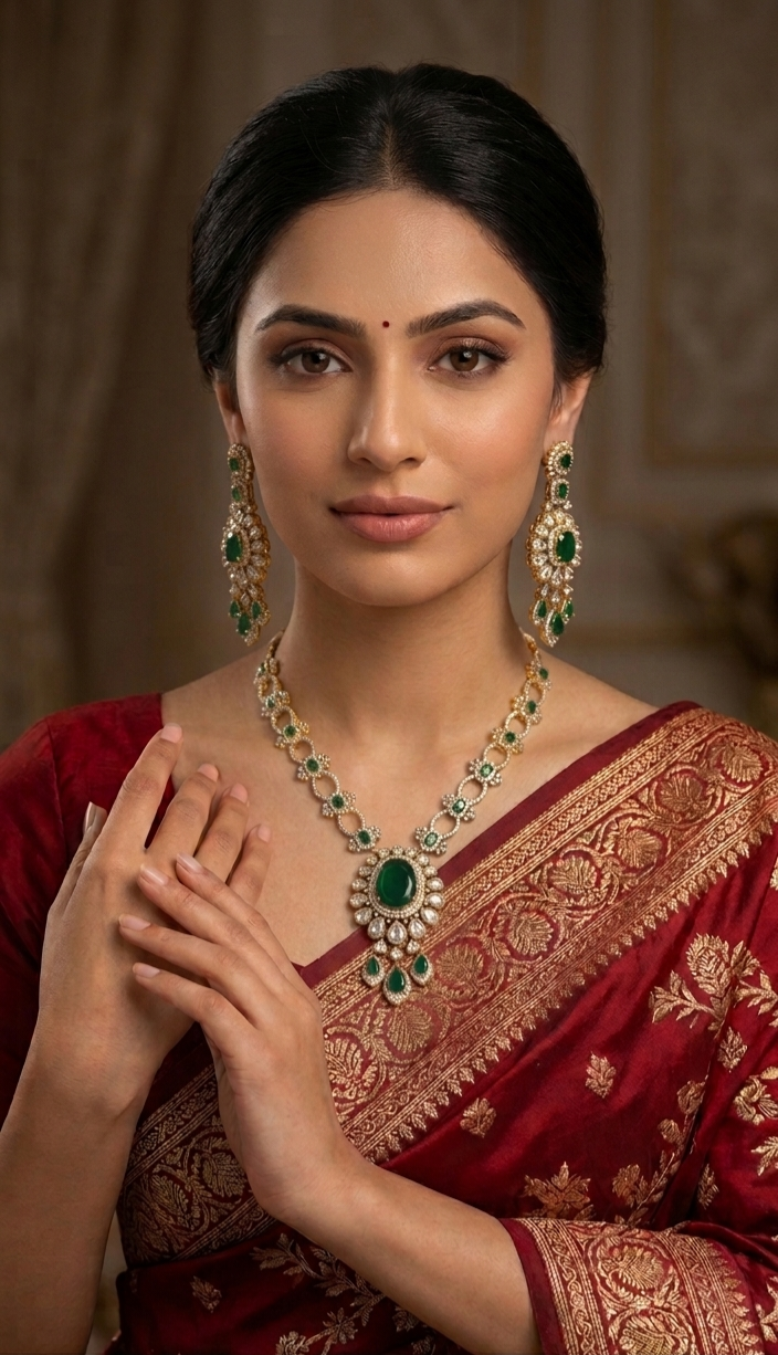 Zoha premium gold plated moisonaite kundan set