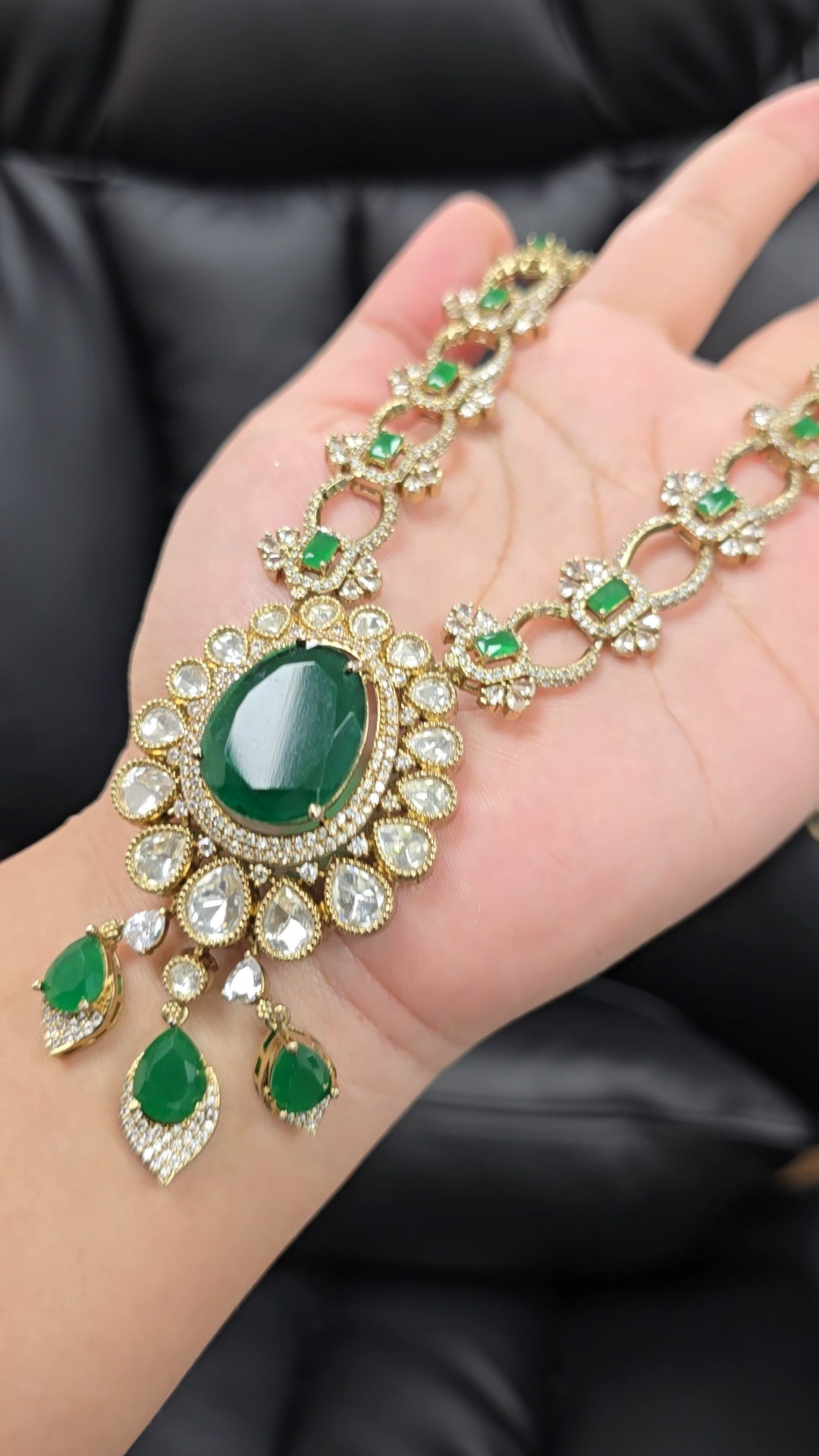 Zoha premium gold plated moisonaite kundan set