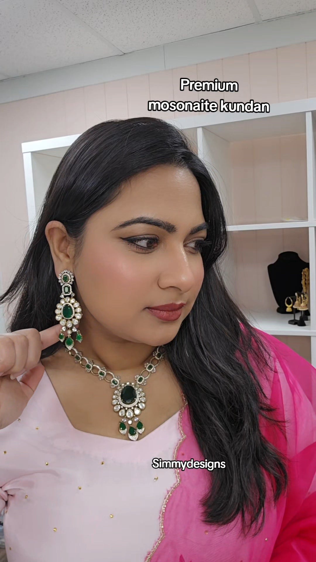 Zoha premium gold plated moisonaite kundan set