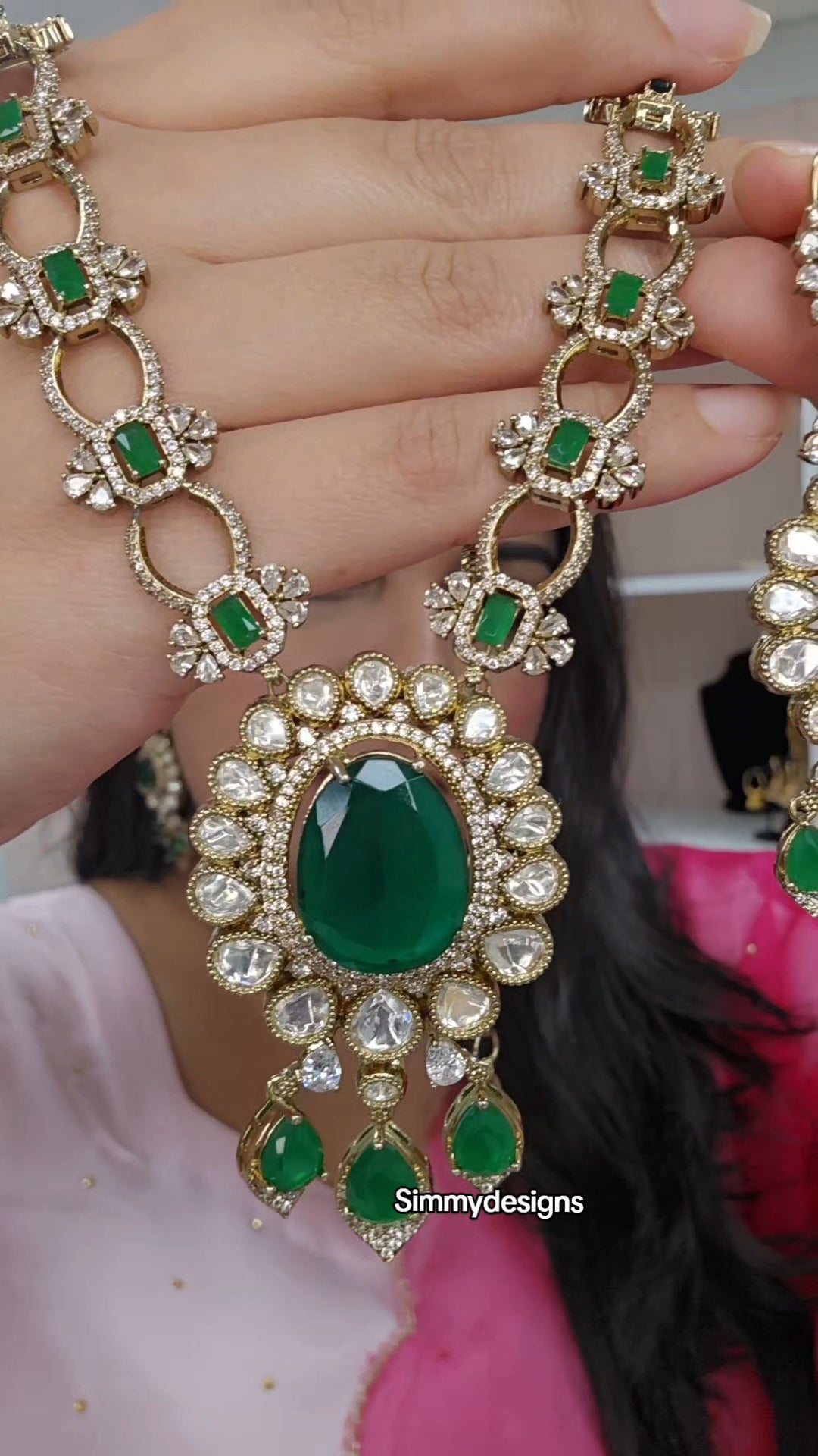 Zoha premium gold plated moisonaite kundan set