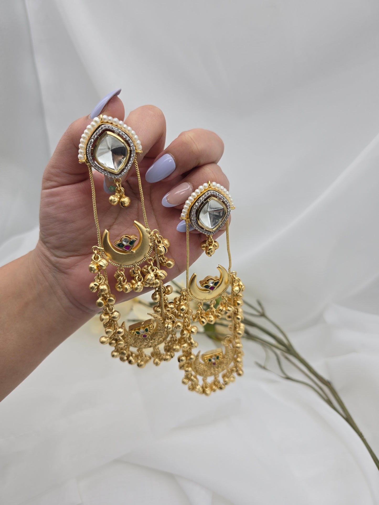 Shabana pachi kundan kashmiri Earrings