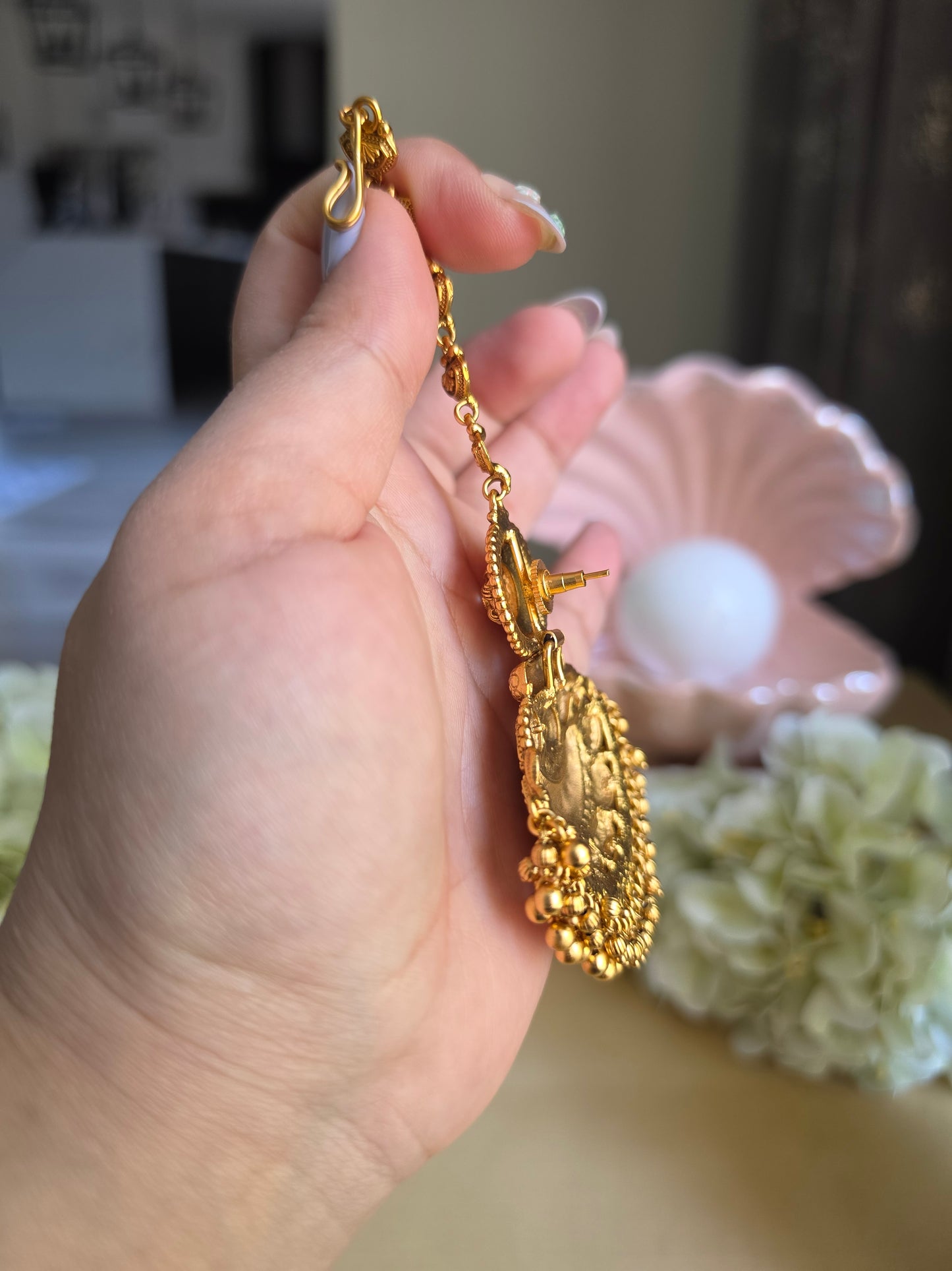 Nagma premium gold plated earrings and tikka Set