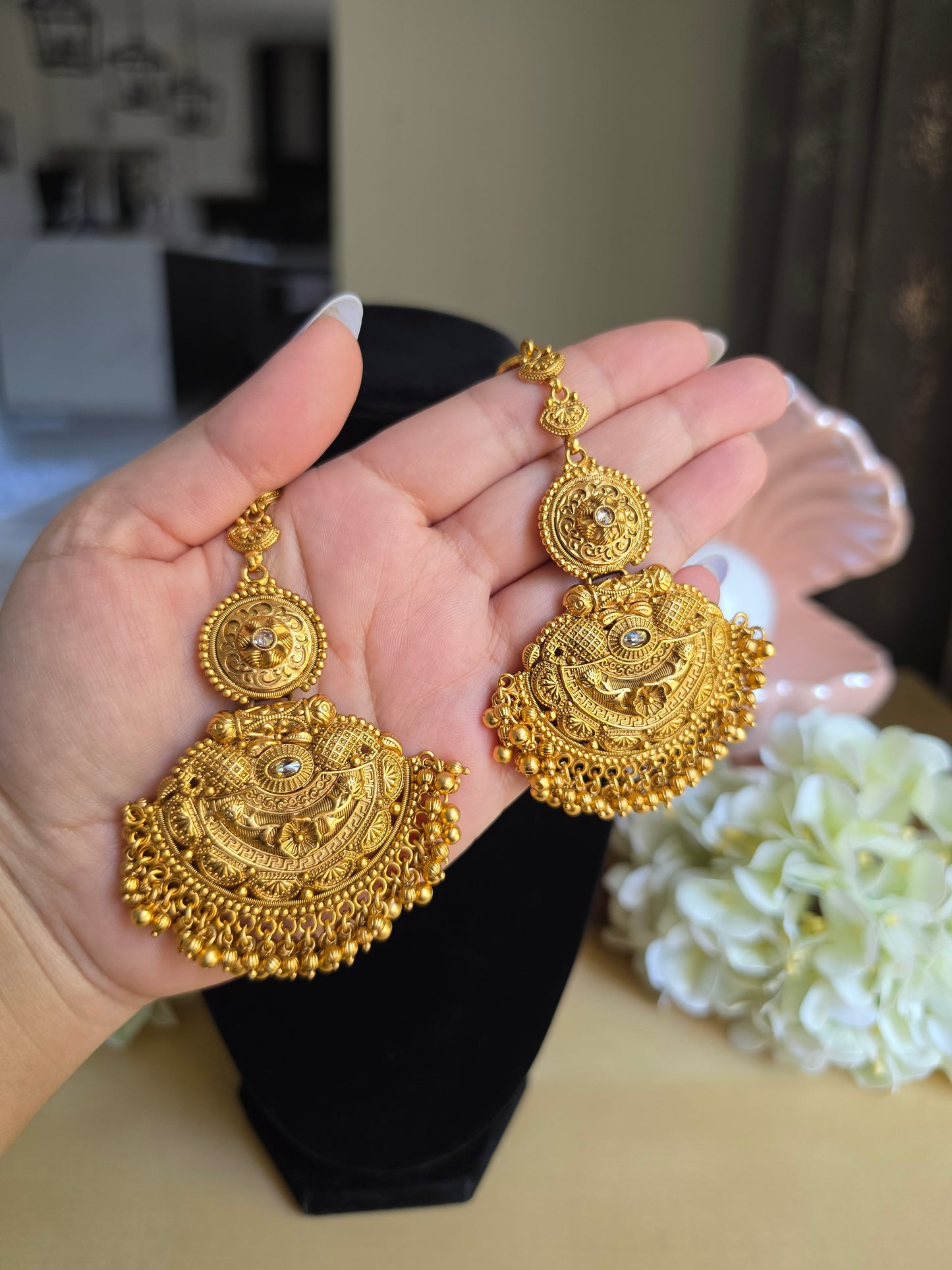 Nagma premium gold plated earrings and tikka Set