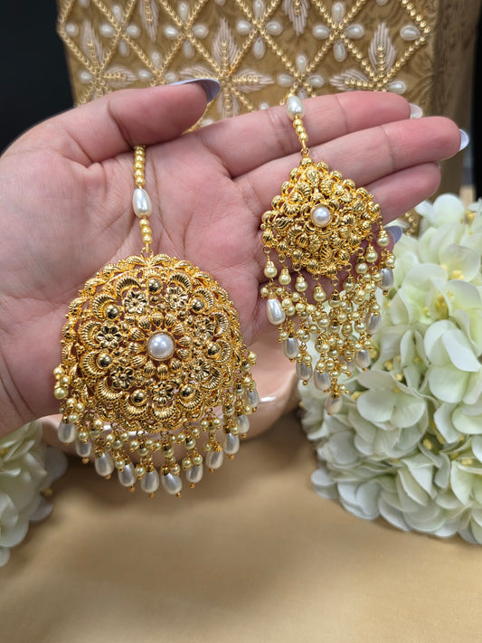 Ramnik gold plated Earrings with tikka