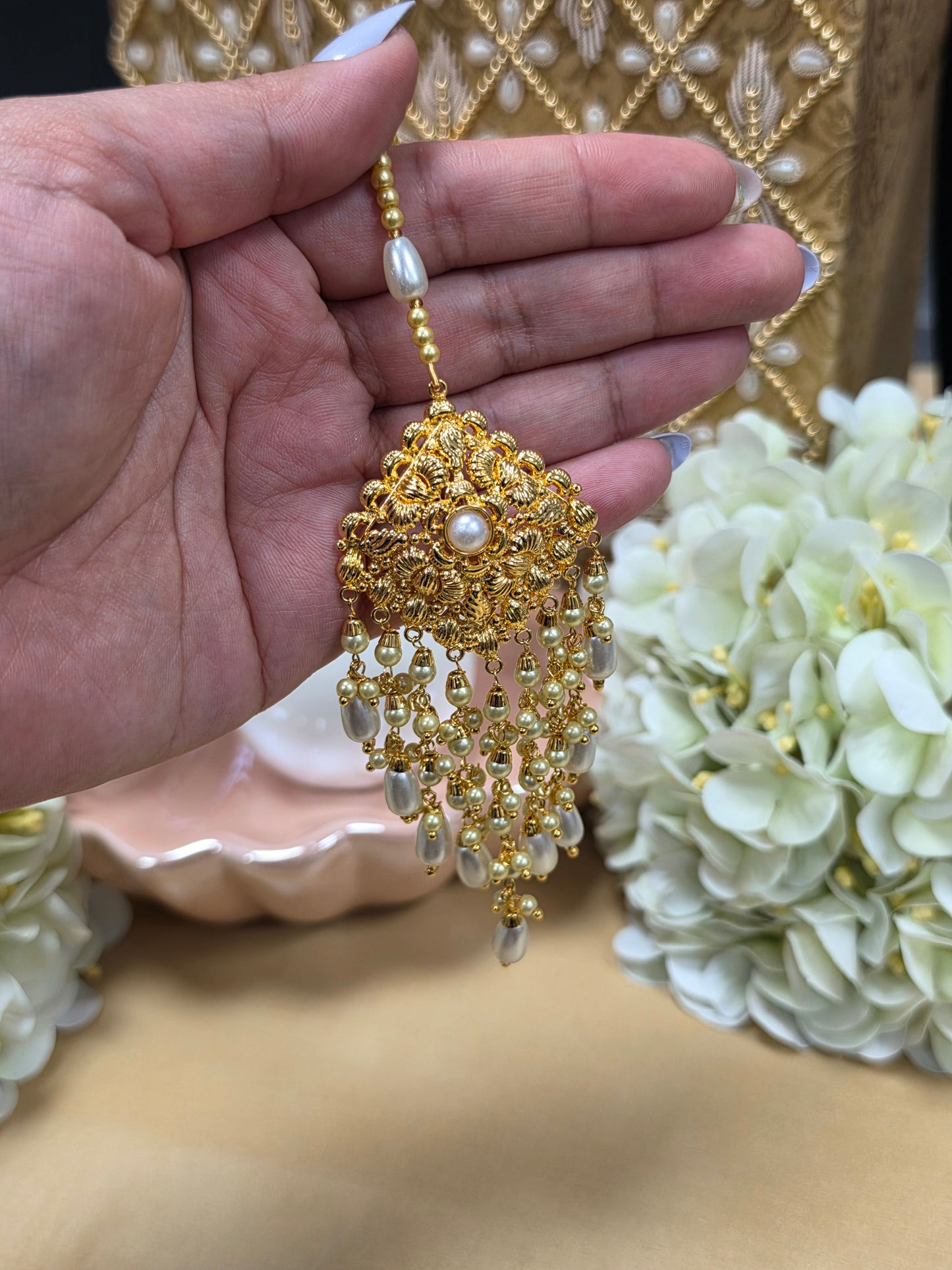 Ramnik gold plated Earrings with tikka
