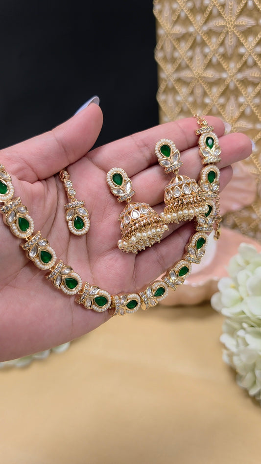 Sanjana premium gold plated kundan set