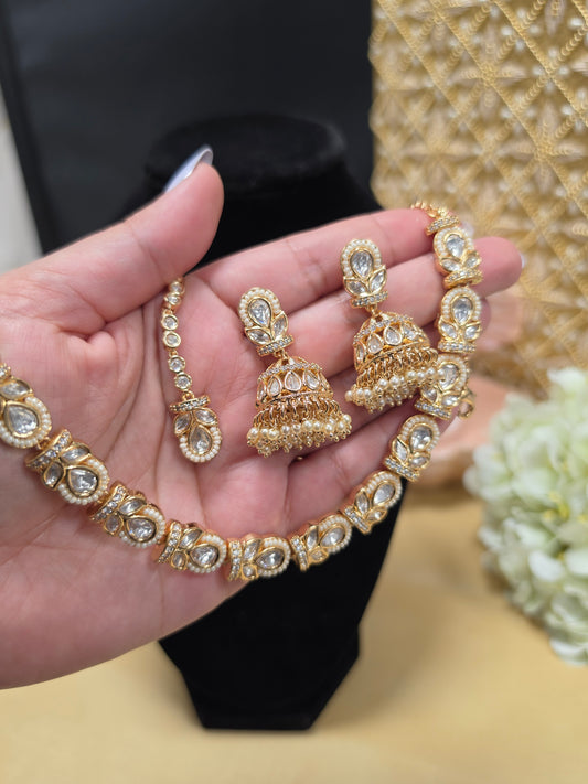 Sanjana premium gold plated kundan set (gold)
