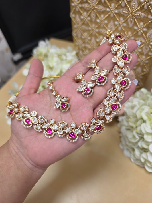 Preet gold plated kundan set (Ruby)