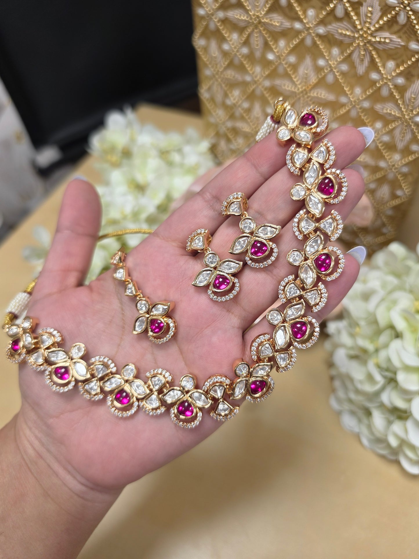 Preet gold plated kundan set (Ruby)