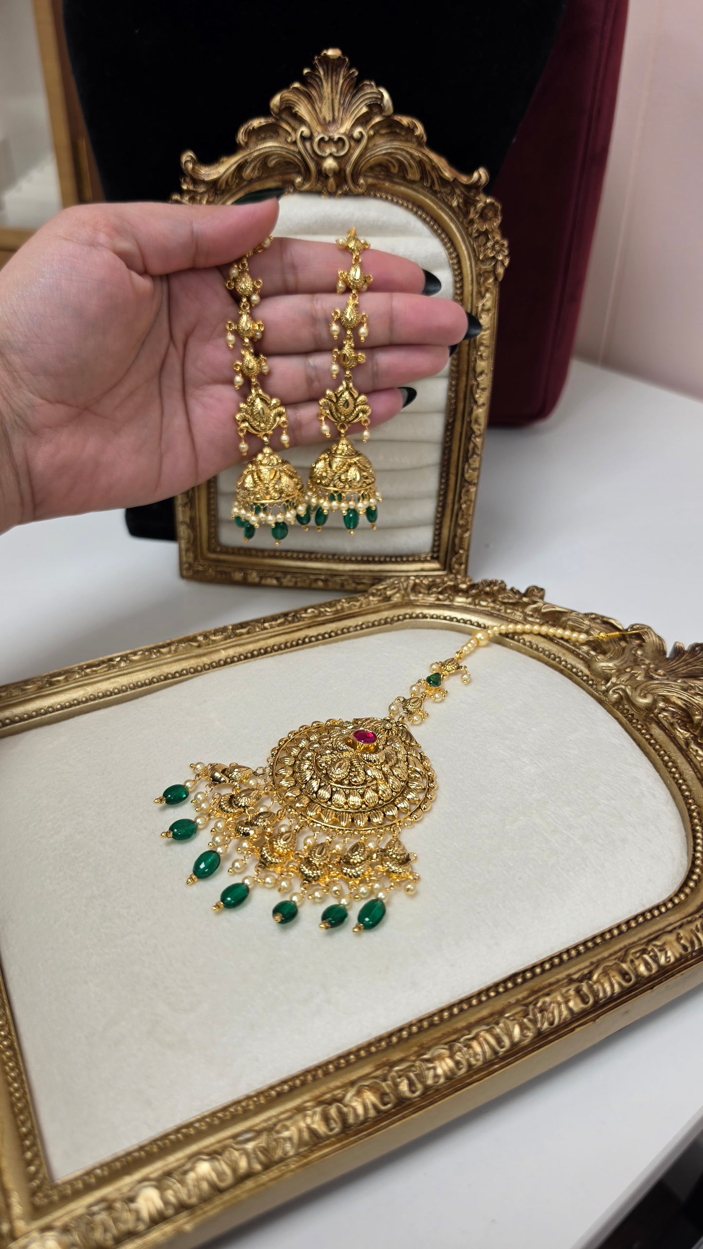 Bishan gold plated Earrings with tikka