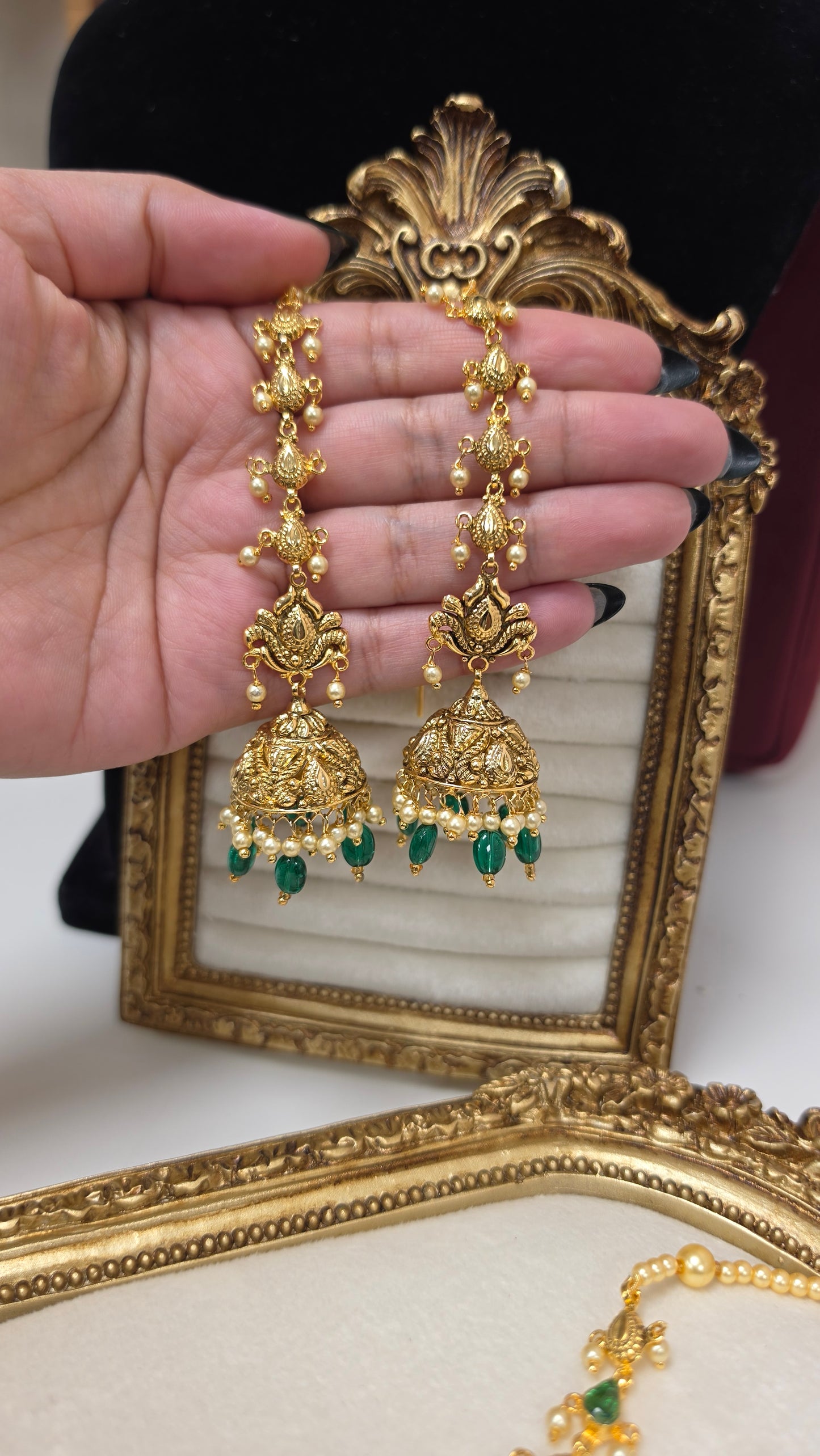 Bishan gold plated Earrings with tikka