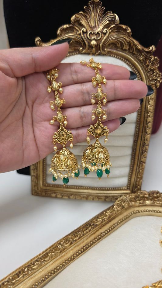 Bishan gold plated Earrings with tikka