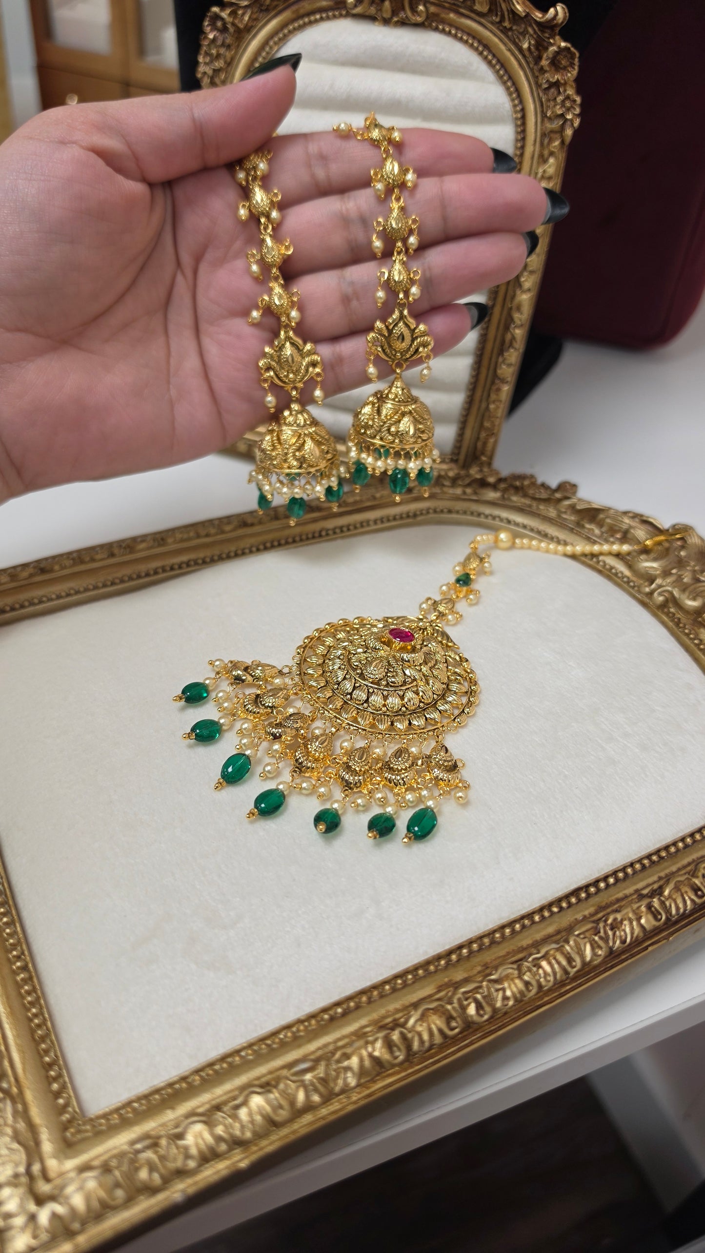 Bishan gold plated Earrings with tikka