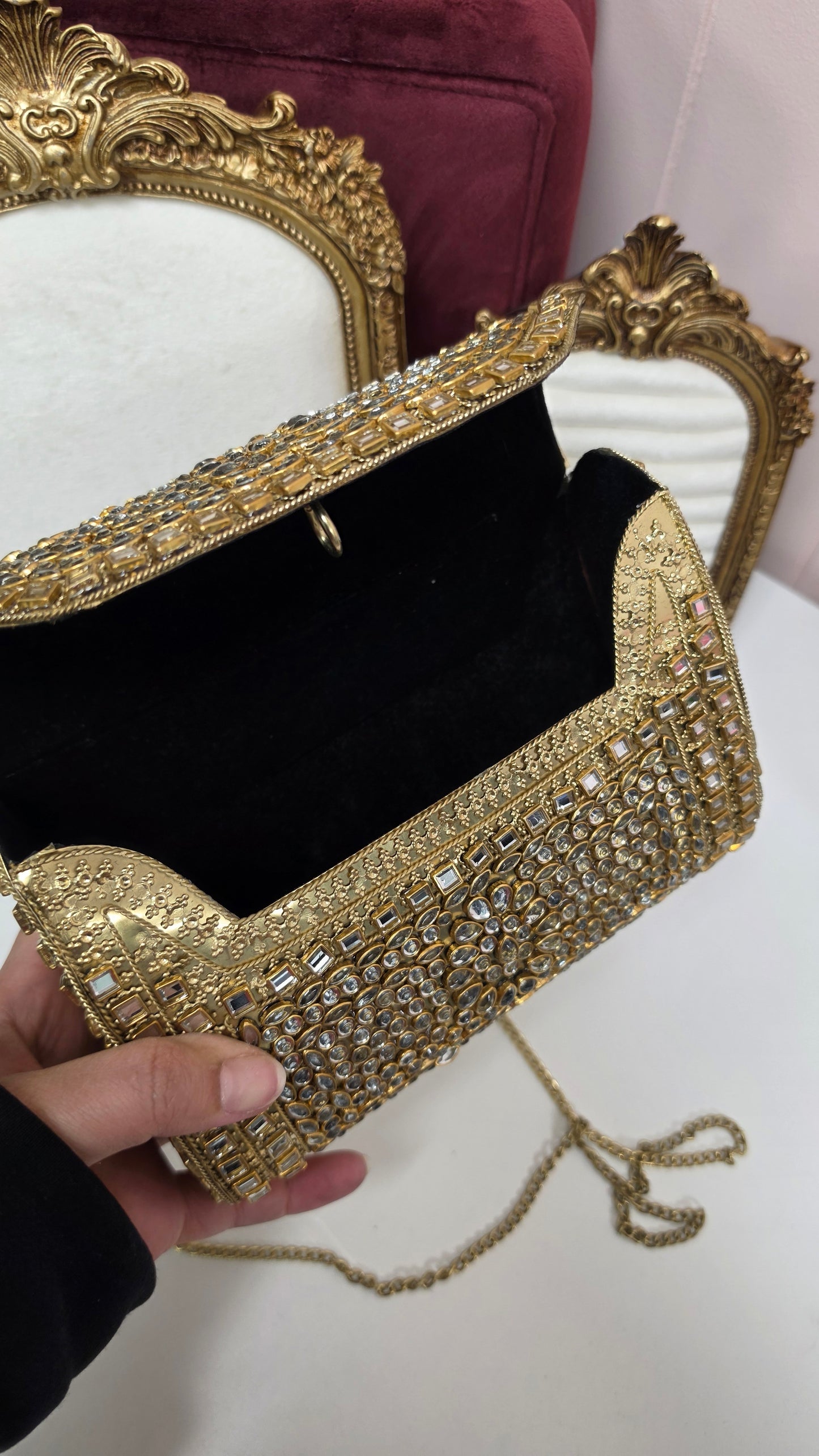 Dua kundan brass clutch