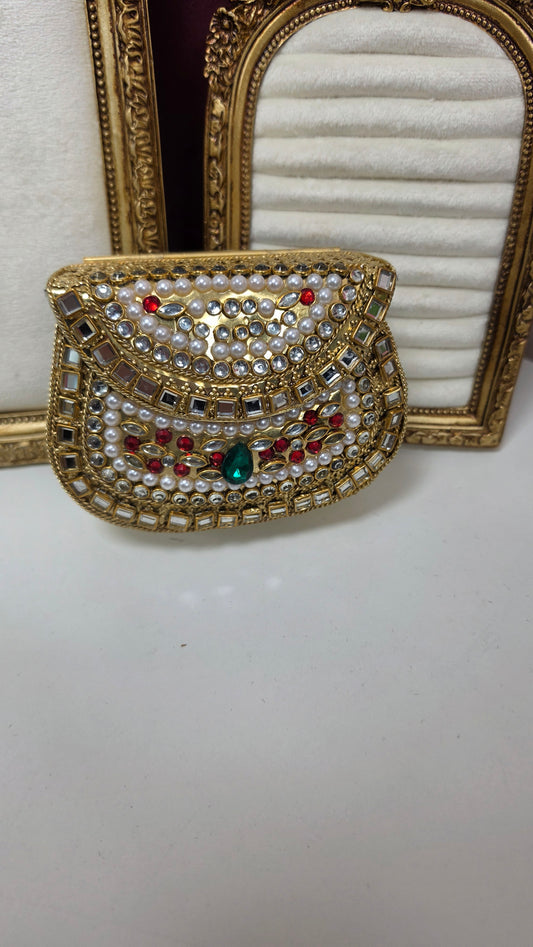 Disha kundan brass clutch(small)