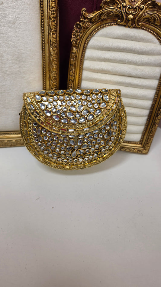 Sheena kundan brass clutch(small)