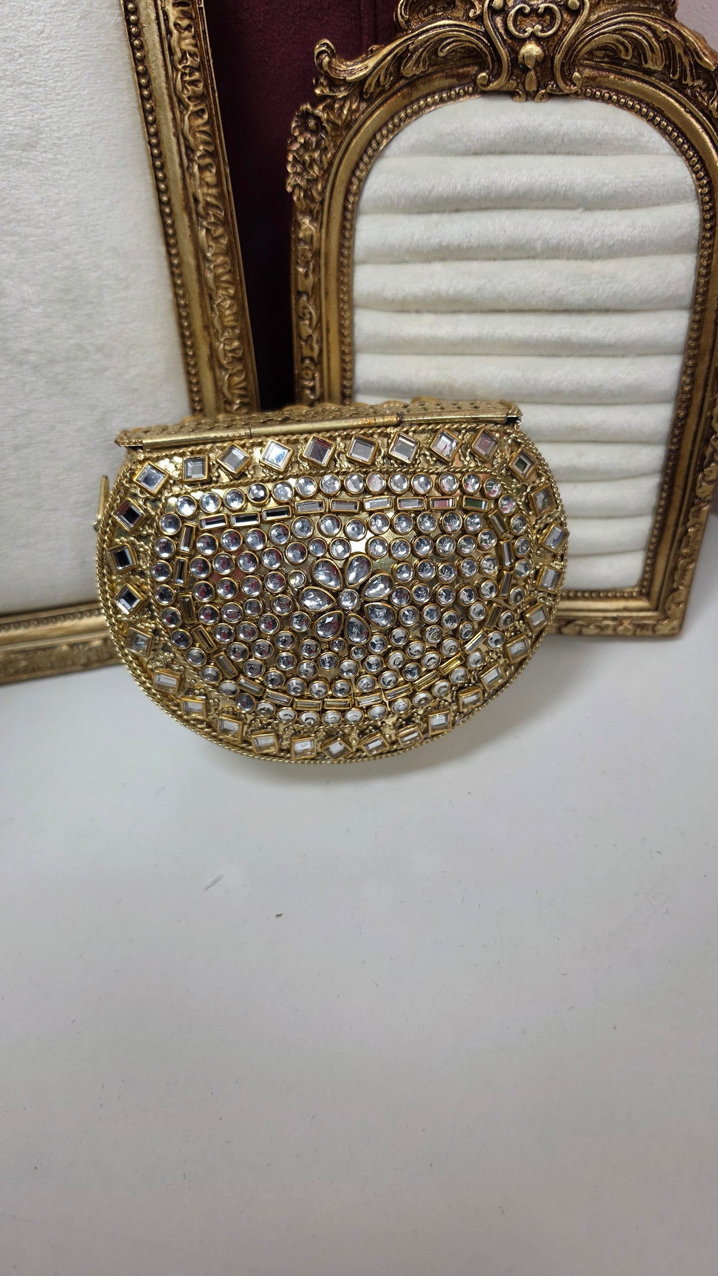 Sheena kundan brass clutch(small)