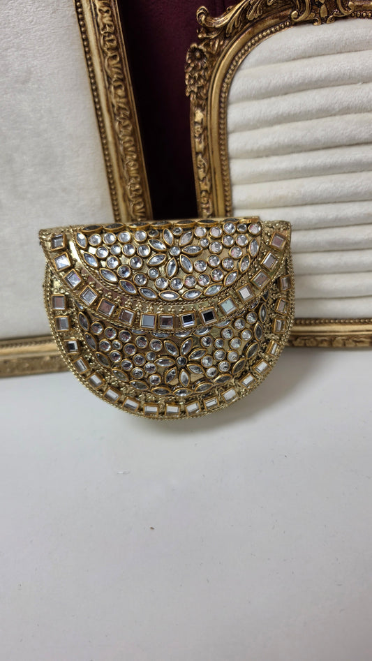 Nida kundan brass clutch(Small)