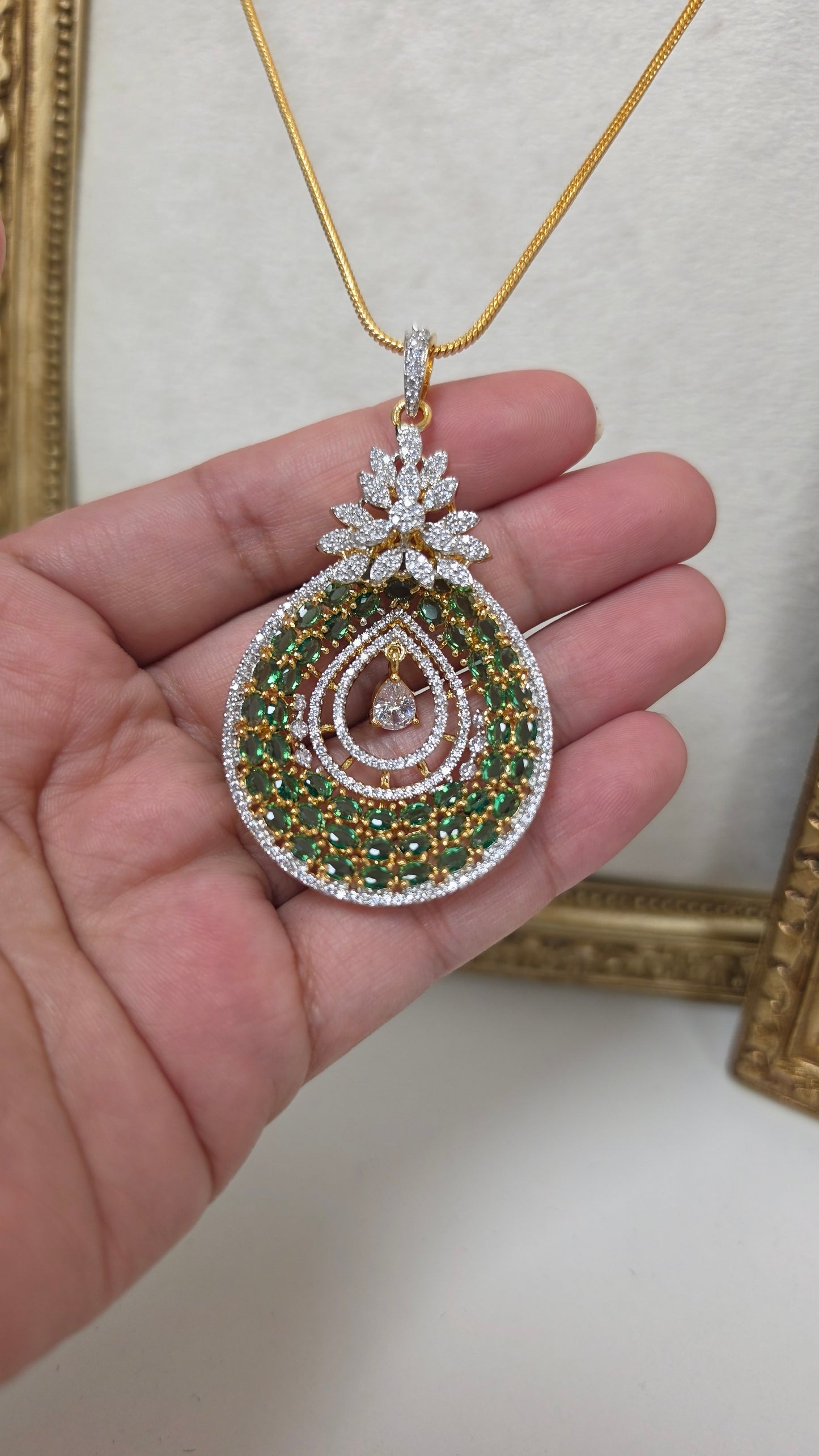 Priya  gold plated pendent set ( Green)