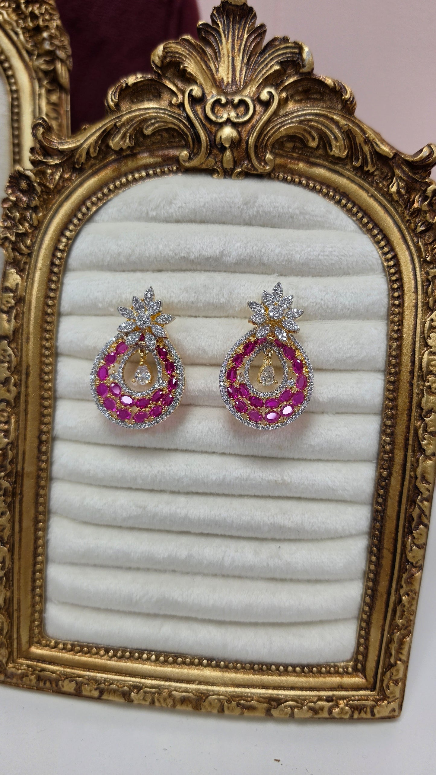 Priya  gold plated pendent set ( Ruby)