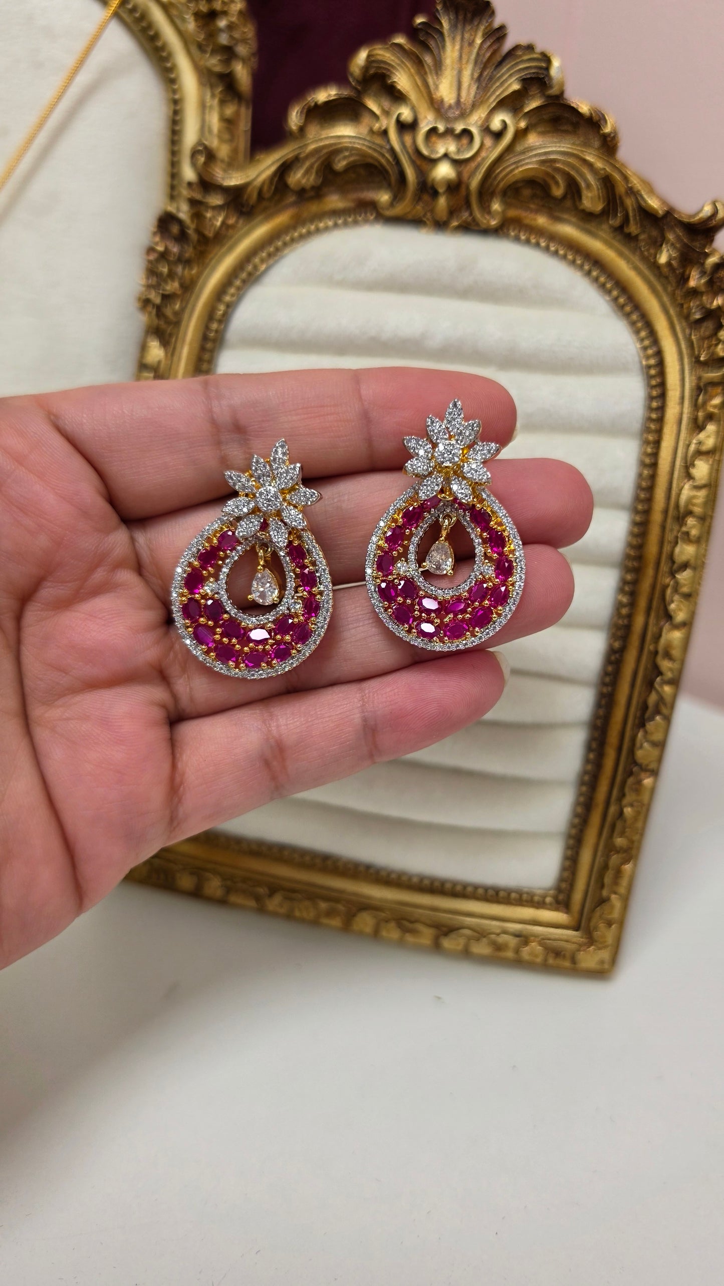 Priya  gold plated pendent set ( Ruby)