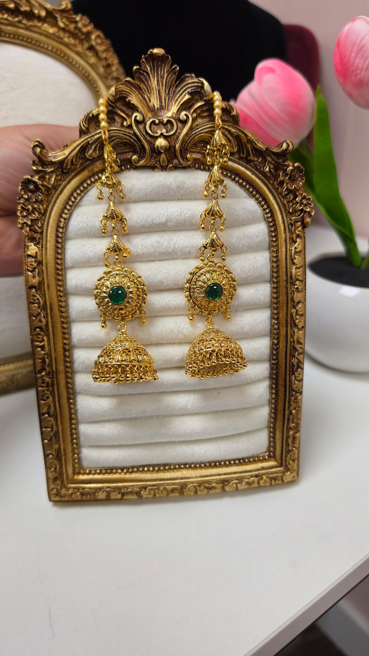 Chitleen premium gold plated Earrings (Green)