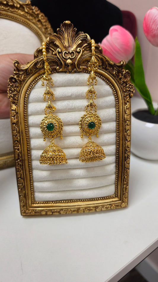 Chitleen premium gold plated Earrings (Green)
