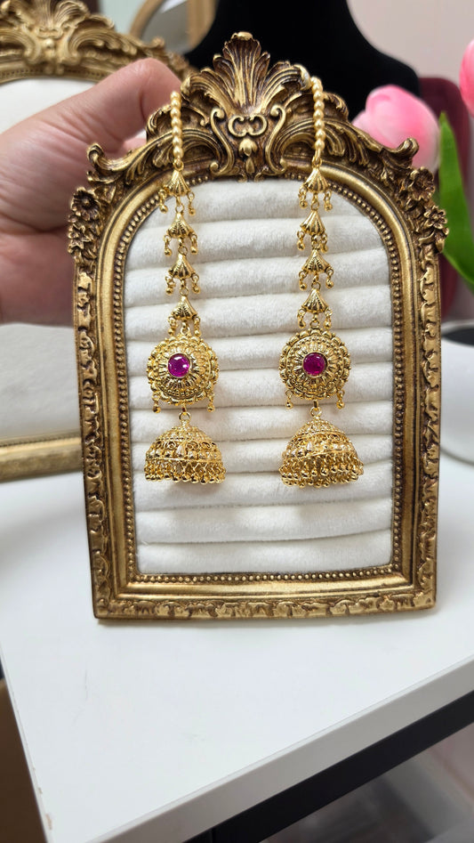Chitleen premium gold plated Earrings (Ruby)