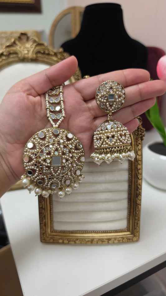 Charvi mirror Earrings and tikka set