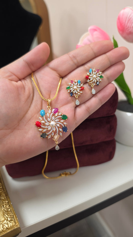 Purvi gold plated pendent set