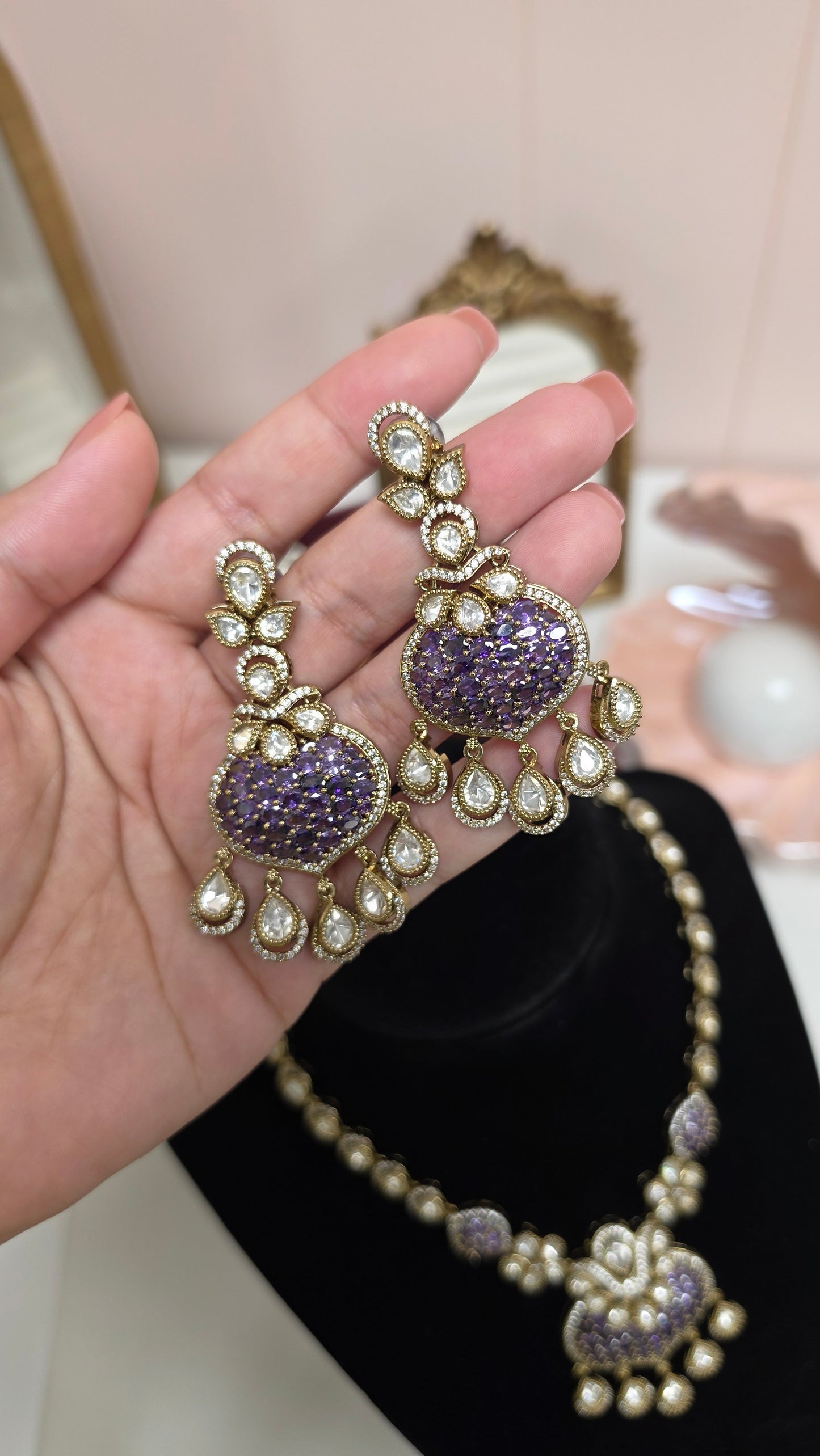 Chahat premium kundan gold plated set