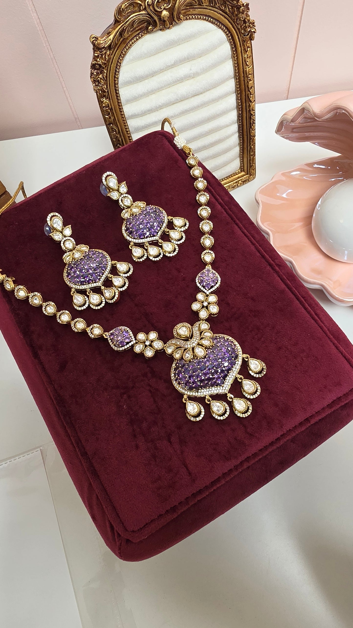 Chahat premium kundan gold plated set
