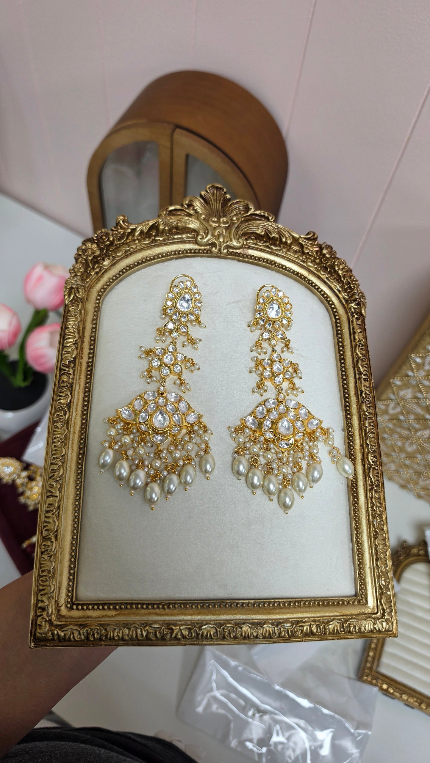 Varsha premium gold plated Kundan Earrings